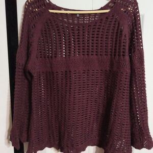 Hannah Maroon Open-Knit Sweater